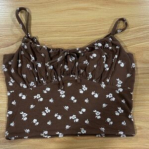Hollister Brown Floral Crop Top